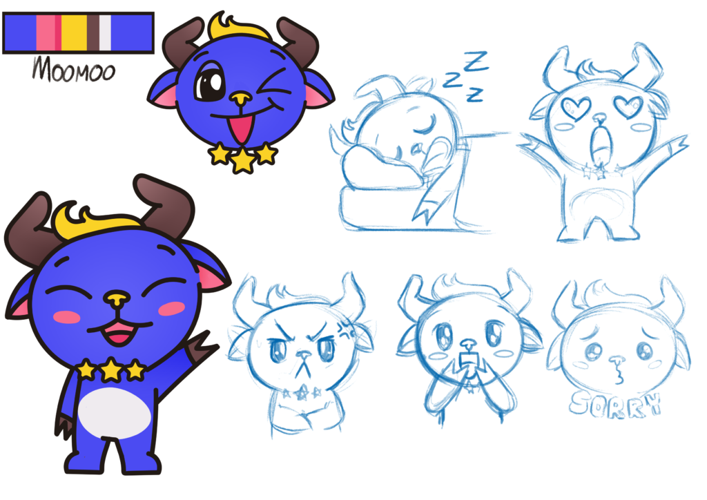 Europe Character pet moomoo Sketch and colors